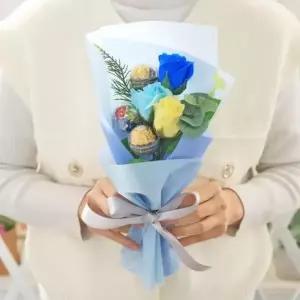 꽃다발 선물 블루 사탕 초콜릿 부케 로쉐 페레로 쁘띠