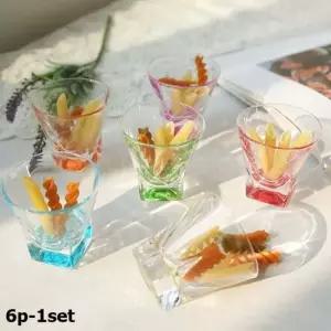 무지개 술 잔 6P 1세트 소주잔 유리술잔 크리스탈술잔 술잔