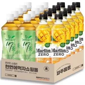 한번에먹자 음료 2종 혼합 각 10개씩 / 17차 500ml 10개 + 자연은 더말린 제로 애플망고 500ml 10개