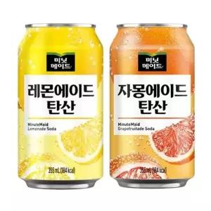 한번에먹자쇼핑몰 미닛메이드 자몽에이드 탄산 355ml 6캔 + 미닛메이드 레몬에이드 탄산 355ml 6캔 / 총12