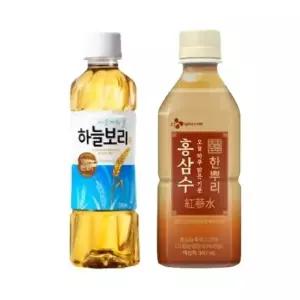 한번에먹자쇼핑몰 차 음료 2종 혼합 세트/ 웅진 하늘보리 325ml 10개 + CJ 한뿌리 홍삼수 340ml 10개
