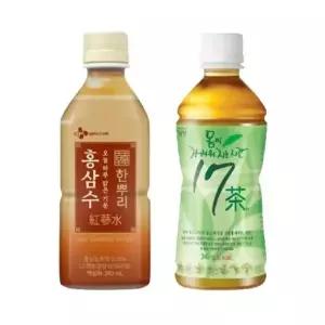 한번에먹자쇼핑몰 340ml 차 음료 2종 혼합세트 / 몸이 가벼워지는 시간 17차 10개 + CJ 한뿌리 홍삼수 10개
