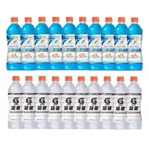 한번에먹자쇼핑몰 게토레이 600ml 2종 혼합 / 게토레이 제로 600ml 10개 + 게토레이 블루볼트 600ml 10개