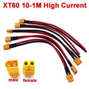 XT60 커넥터 변환 케이블 10cm 1m 고전류 남성/여성 플러그 연장 리드 실리콘 와이어 12AWG