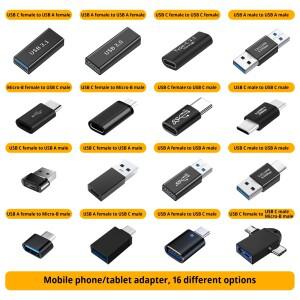16피스 USB-C to 3.0  Micro-B  여성-남성 어댑터 스마트폰 안드로이드 폰 태블릿용 OTG 전원 모드