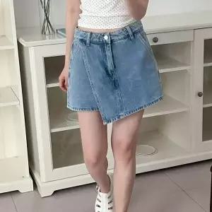 [하프클럽/옷자락]여자 언발 랩치마 레이어드 중청 치마바지 청반바지