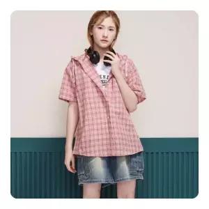 HC33 5부 레드 체크 후드 셔츠 여아,후드셔츠,남방,체크남방,루즈핏,티셔츠,
