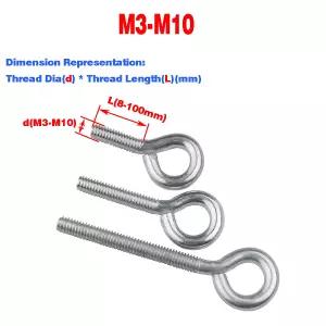 카본 아이 볼트, 링 후크, 링 볼트, 닫힘 양안 기계, 이빨 나사, M3, M4, M5, M6, M8, M10