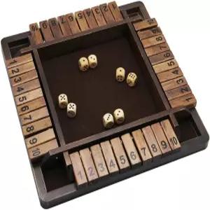Juegoal Wooden 4명의 플레이어가 박스 주사위 게임 클래식 테이블탑 버전 및 펍 보드 12인치를 종료합니다