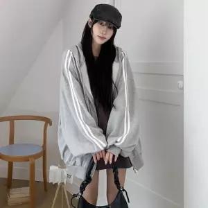 여자 트랙 포인트 오버핏 투웨이 후드집업