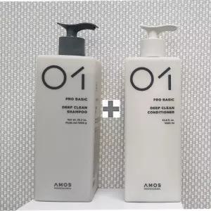 아모스 프로 베이직 딥 클린 샴푸 1000ml + 컨디셔너 1000ml 1set