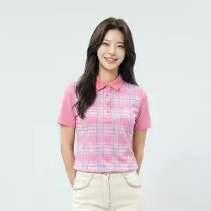 [PAT 여성] 스트레치 체크 패턴 티셔츠_1H45231
