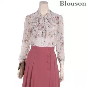 [블루종세일][블루종]리본프릴 플라워 러블리 블라우스_[B1909BL221C]