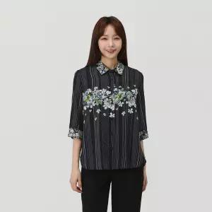 [PAT 여성] 프린트 믹스 인견 블라우스_1J42520