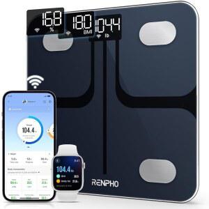 렌포 와이파이 블루투스 스케일 스마트 디지털 욕실 체중 BMI 체지방 스케일, 13가지 지표, 무선 체성분 분석 및 LED 디스플레이가 있는 모니터 추적 - 엘리스 아스파이어