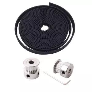 3D 프린터 CNC 기계용 2M 프로페셔널 GT2 타이밍 벨트 2mm 피치 6mm 와이드 고무 2Pcs 20-치 5mm 알루미늄