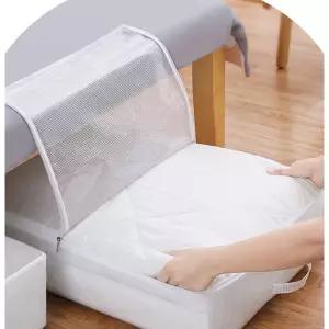 투명 언더베드 수납함 장롱위 수납 이불 보자기 보 장 정리 전기 장판 가방 보관 싸개 침대 아래 밑 매트 요 온열 방석 거실 카페트 담요 발열 캠핑 수면 발온 이블 열기