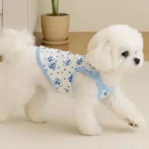오너클랜 강아지 고양이 블루 플로럴 민소매 나시티 강아지옷 강아지옷 소형강아지옷 여름강아지옷