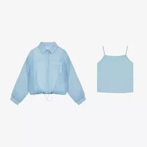 시스루 세미 크롭 셔츠 + 컬러 나시 SET (VKBAG1457)
