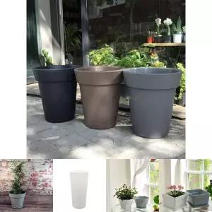 대형 플라스틱 화분 롱화분 유니크 원형 40x45cm/정원/꽃화분/디자인/인테리어/나무화분/실내외/텃밭/화단