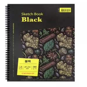 세르지오 블랙스케치북(흑지) A4 스프링 180g CE8471
