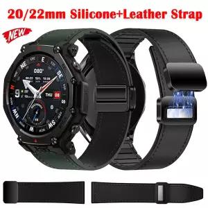 Amazfit T-Rex3 Pro 48/44mm용 20/22mm 실리콘가죽 스트랩 Active Max용 액티브 2 스퀘어 밸런스 마그네틱