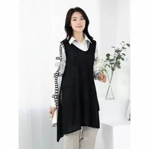 [하프클럽/모슬린]엄마옷 브이넥 시스루 롱 조끼 MQG127068 마담 미시 중년여