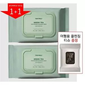 [롯데백화점]토니모리 (1+1) 그린티 수분 클렌징 티슈( 100매+100매 ) 클렌징티슈 증정