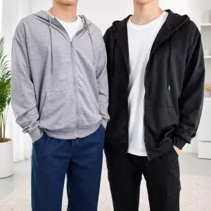 남녀공용 무지 후드집업 얇은 간절기 데일리 아우터 2색상