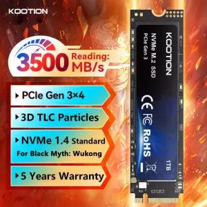 KOOTION SSD NVMe M.2 2280 2TB 512GB 내부 솔리드 스테이트 하드 디스크 PCIe 3.0x4 Gen3 M2 드라이브 PC