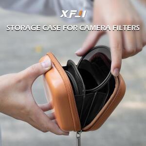 XFJI 5 슬롯 렌즈 필터 케이스 가방 내부 포켓 포함 임팩 방지 ND UV CPL 보관 파우치 지갑 45-82mm 82/77/
