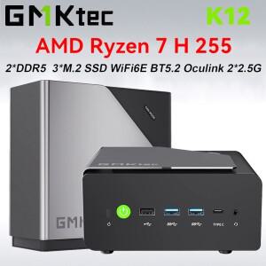 GMKtec 미니 PC K12 AMD Ryzen 7 H 255 DDR5 M.2 PCIE SSD WIFI6 BT5.2 2*2.5G 랜 윈도우 11 프로 데스크