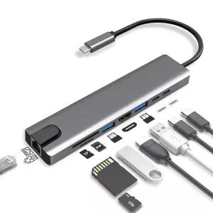 멀티허브 C타입 노트북 8IN1-L to C 랜선 미러링 젠더 HDMI USB 맥북
