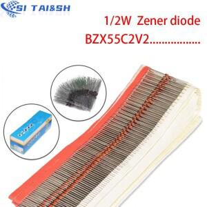 100pcs 12W 제너 다이오드 DO-35 BZX55C2V2 2V 3V 4V3 4V7 5V1 5V6 6V2 6V8 7V5 8V2 9V1 10V 11V 15V