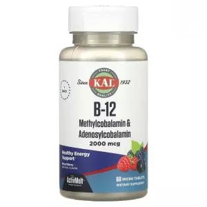 KAL 칼 비타민 B12 메틸코발라민 아데노실코발라민 2000mcg 60정 믹스베리 맛