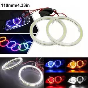 2개 110mm4.33인치 자동차 바이크 오토바이 엔젤아이 LED 헤일로 라이트 범용 12V 엔젤아이 LED 헤일로 라