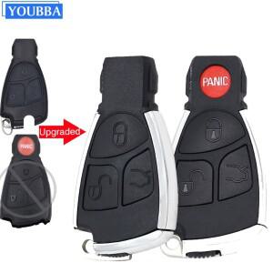 YOUBBA 3/4 버튼 실버 사이드 수정 원격 키 쉘 케이스 Fob C230 CL500 E320 S430 S500 CLS C E S ML CLK