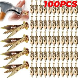 10010PCS 나사가있는 헤비 듀티 셀프 드릴링 건식 벽 앵커 석고 보드 도웰 금속 확장 용 태핑 나사