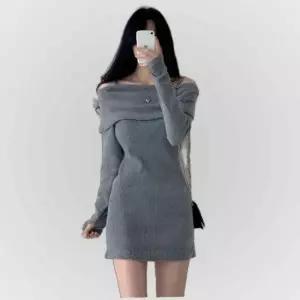 페미닌 오프숄더 슬림핏 골지 원피스 JSD-1004451