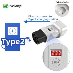EVqiaoyi 휴대용 타입 2 충전기에서 16A EU 소켓 어댑터로 변환  충전 220V AC로 CE 인증 여행용
