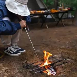 확장 가능한 스테인리스 스틸 야외 생존 도구 닉 바베큐 벽난로 캠핑 장비 캠프파이어 하이킹 액세서리