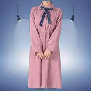 체크끈리본포인트긴팔원피스 BBT 8807 의류 봄원피스