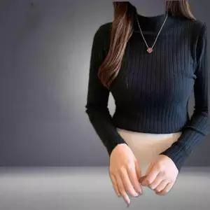 여성 니트 터틀넥 면스판 티 겨울 면 목폴라 폴라티