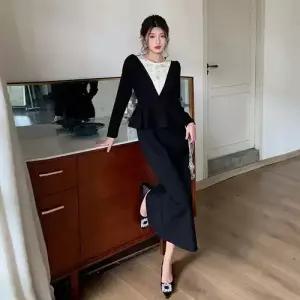 원피스 여친 페이크 투피스 예쁜 쉬폰 긴팔 비즈 SPO마켓1