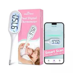 배란 추적을 위한 Easy@Home 기초 체온계 1/100도 정밀도, 듀얼 모드 - 정확한 BBT 및 빠른 발열 판독 | 30 메모리 리콜, Premom 앱 OCR 스캔 EBT-0