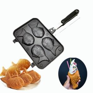 일본 생선 모양 와플 케이크 메이커 팬 Taiyaki 2/4 프라이 몰드 베이크 디저트 요리 가정용 DIY