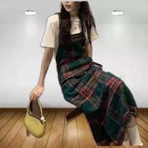 체크 러블리원피스 가을 모직 홀터넥원피스 뷔스티에