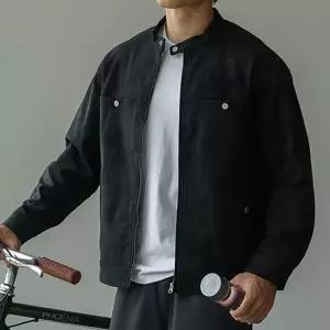 WL 화이트블럭9 남자 블랙가죽잠바 스웨이드 남성 점퍼 레더재킷 바이크