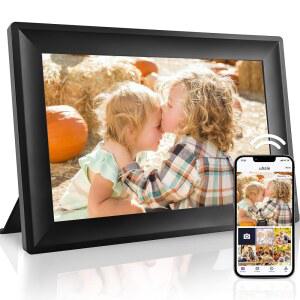 YUYIALARM WiFi Uhale 디지털 액자, 1280x800 앱을 소원을 통해 터치스크린 보냅니다. HD 어디서나 즉시 IPS 선물(10.1인치) 동영상 크리스마스 공유 사진