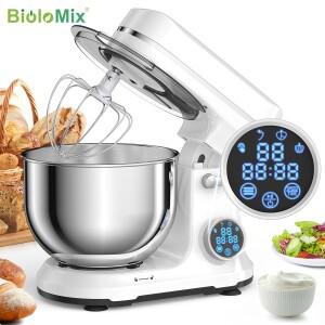 BioloMix 주방 식품 스탠드 믹서 1200W 11 단 DC 모터 디지털 OLED 스크린 반죽 후크 포함 전기 거품기